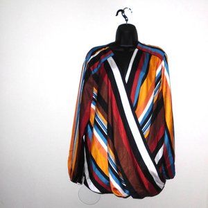 NWT Inc Stripe Faux Wrap Blouse Size 3X